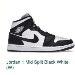 NIKE Jordan 1 Mid Split, Black White (Women's)